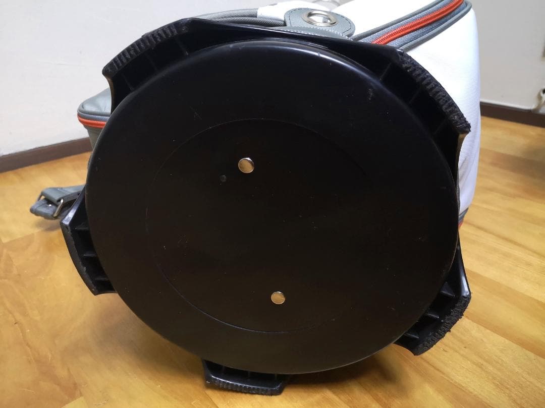 美品TRANS CONTINENTSのカート型キャディバッグ(グレーx白)