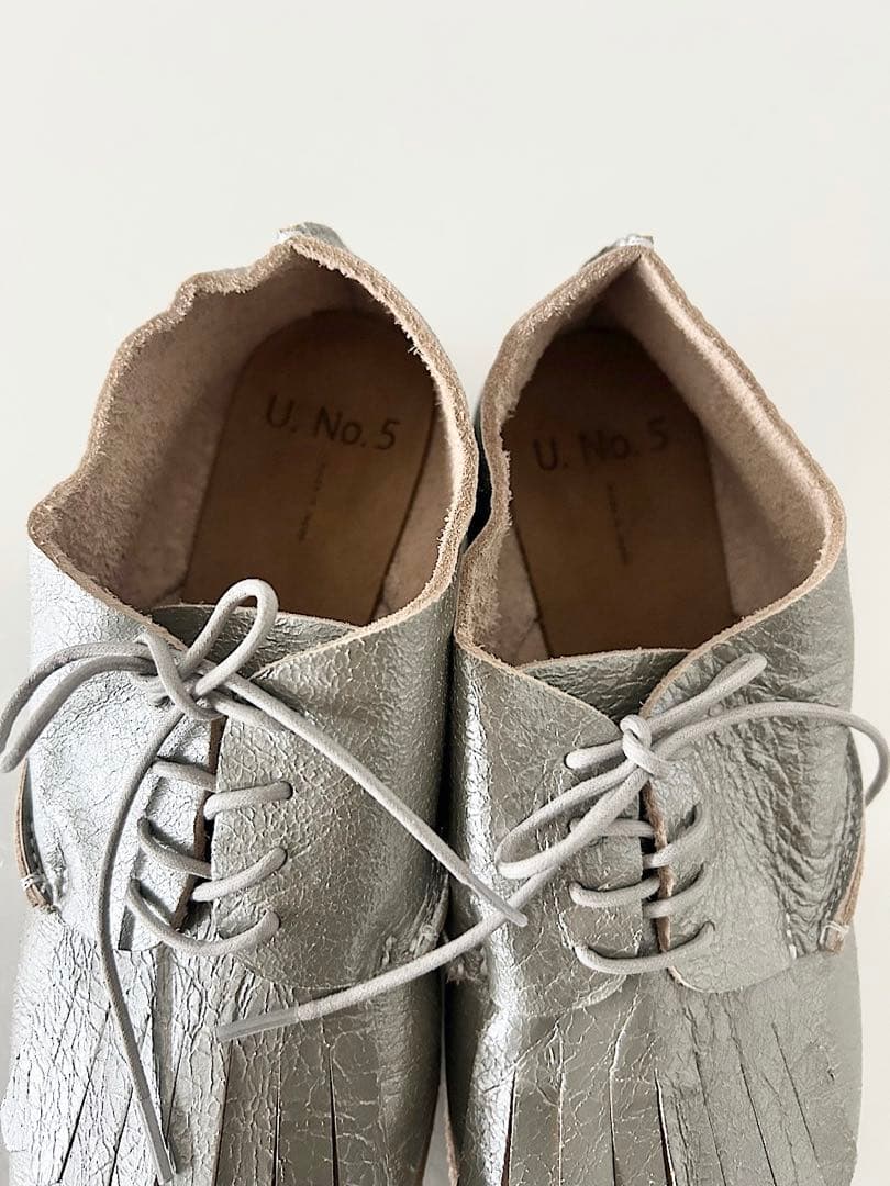 【美品】U.No.5　KILT SHOES　シルバー　サイズ6　USサイズ8