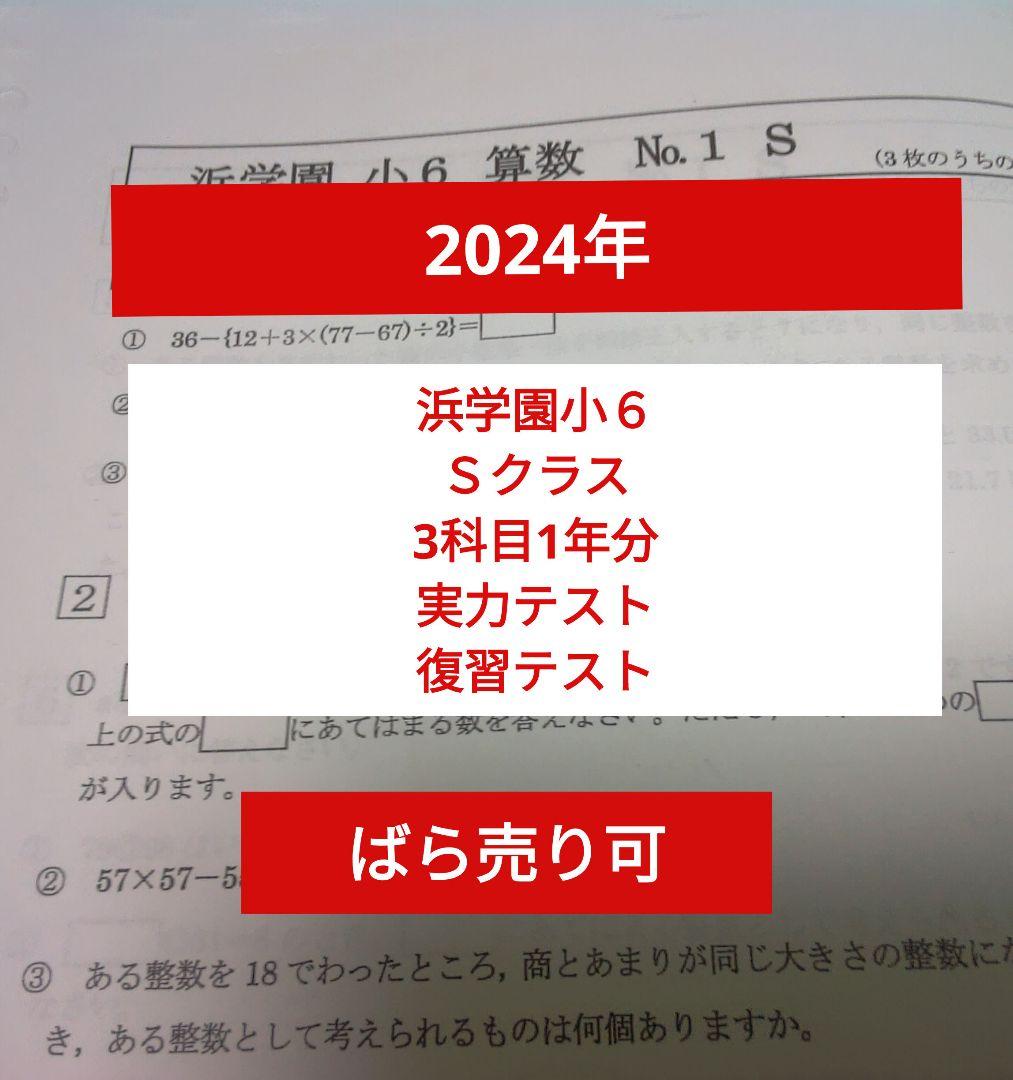 2024年】浜学園小6 Sクラス 3科目 1年分 復習テスト 算国理l - メルカリ