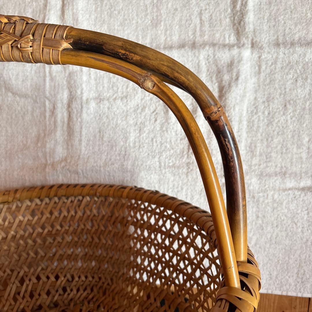 激レア 入手困難 根曲がり竹手籠 昭和レトロな逸品 ￼ヴィンテージ
