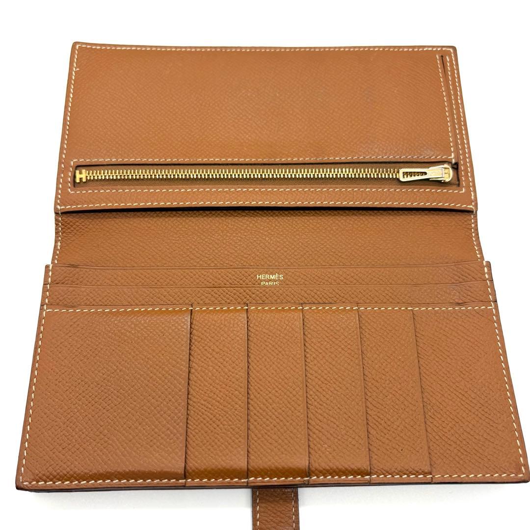 HERMES エルメス ベアンスフレ ゴールド 長財布　鑑定済み