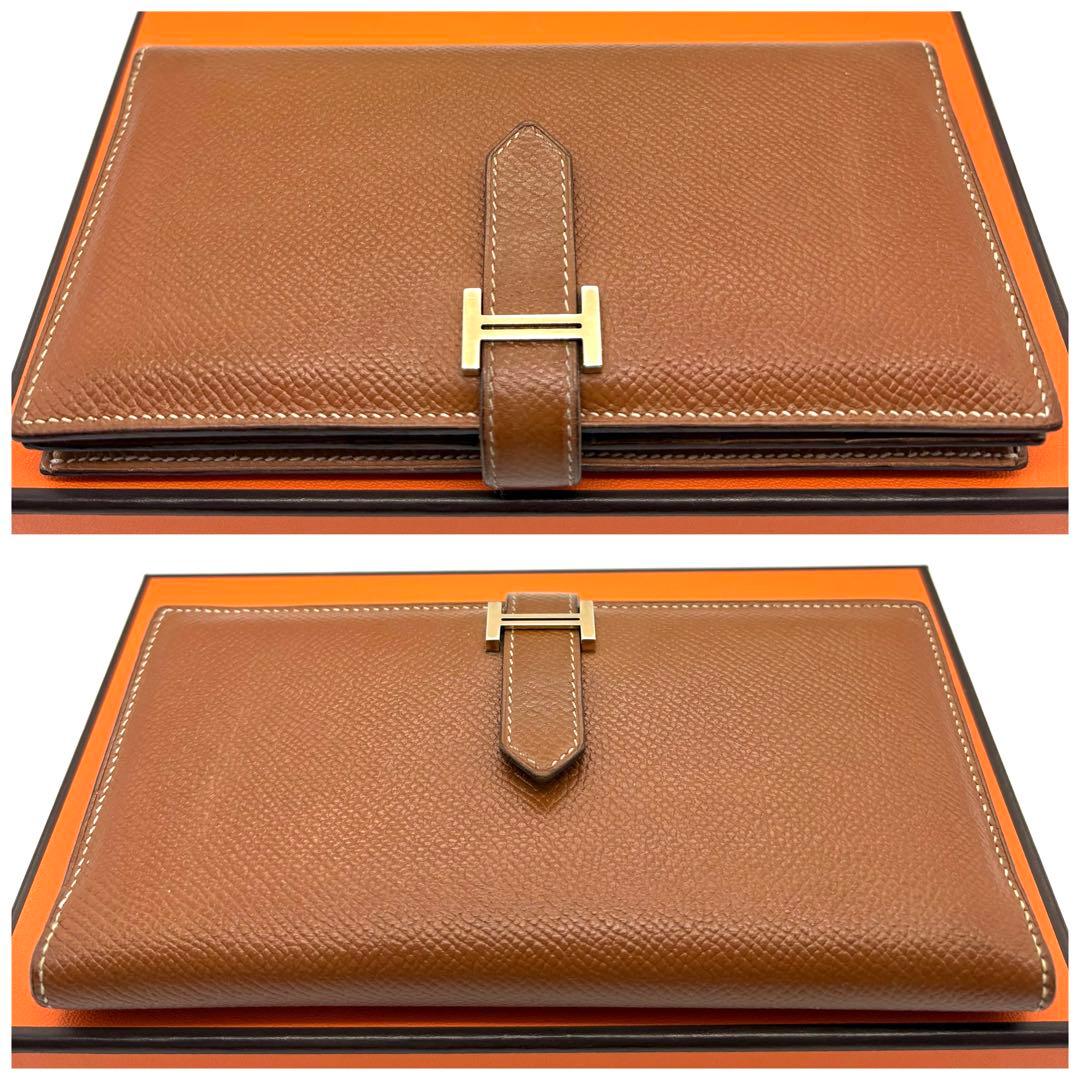 HERMES エルメス ベアンスフレ ゴールド 長財布　鑑定済み