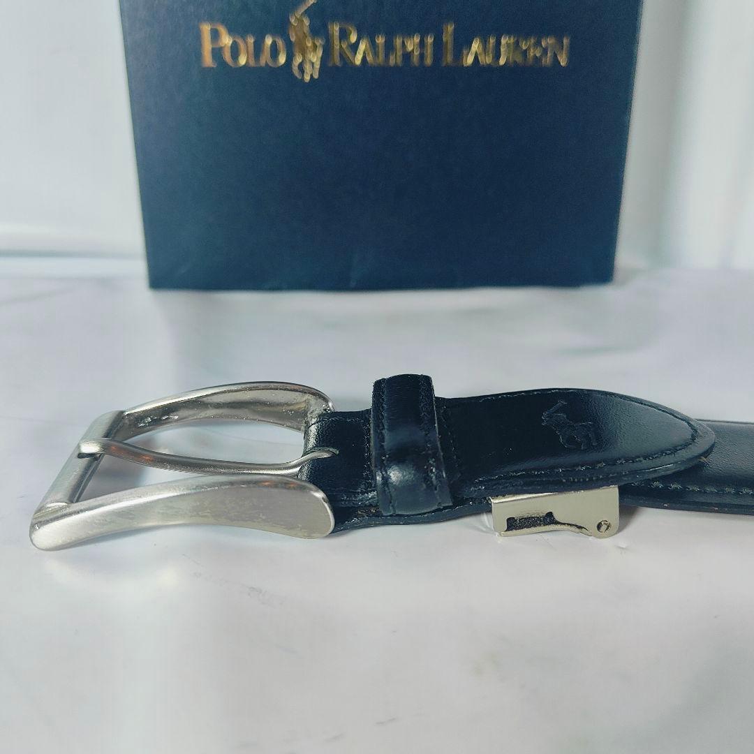 カウスキンレザー】ポロラルフローレン 高級黒艶ドレスベルト 本革