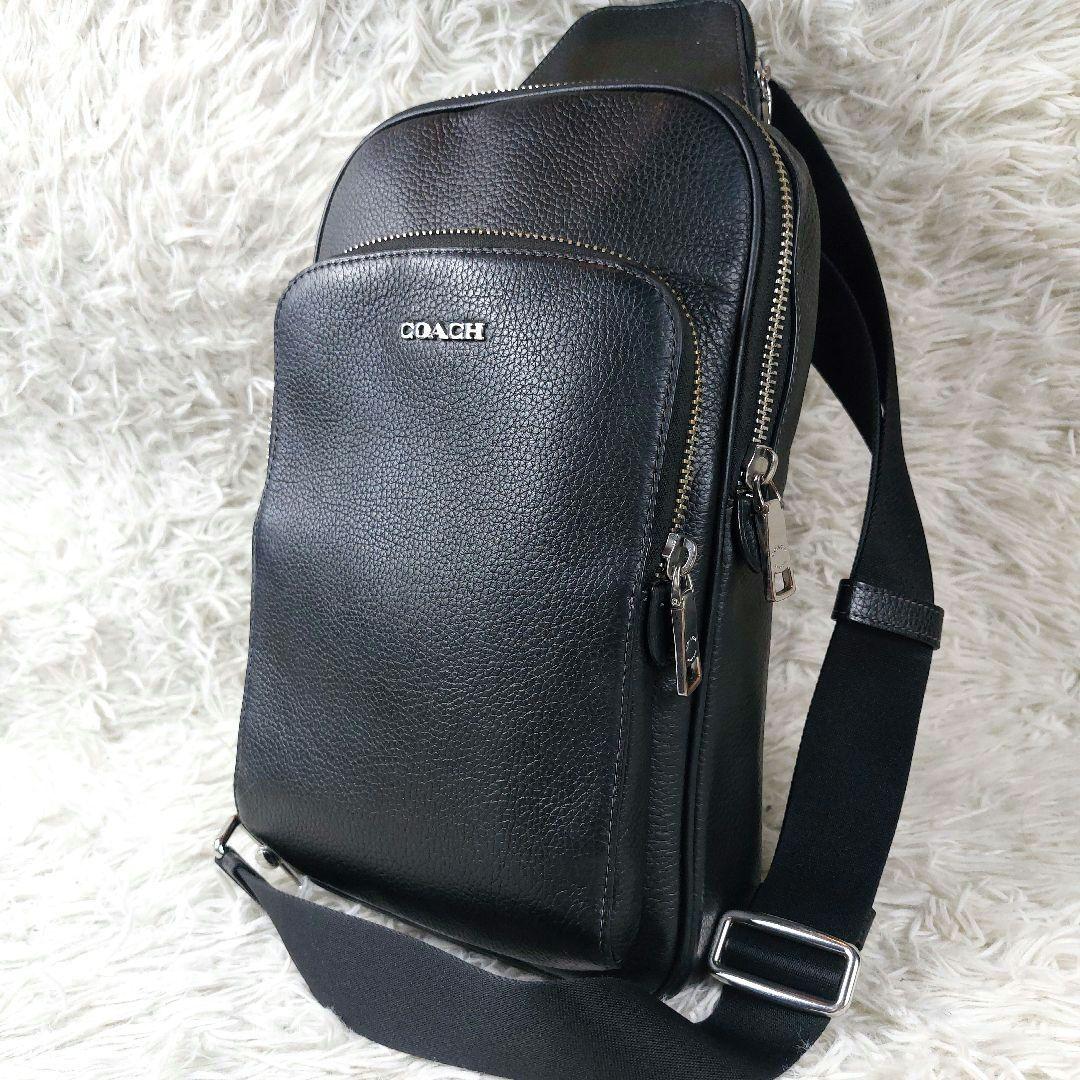 COACH イーサン パック ロゴクロスボディ シボ革レザー 二層式ボディバッグ