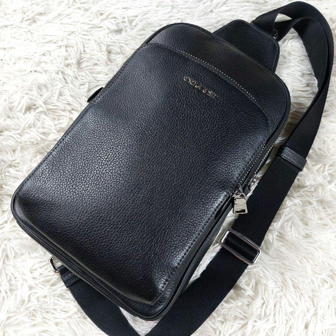 COACH イーサン パック ロゴクロスボディ シボ革レザー 二層式ボディバッグ