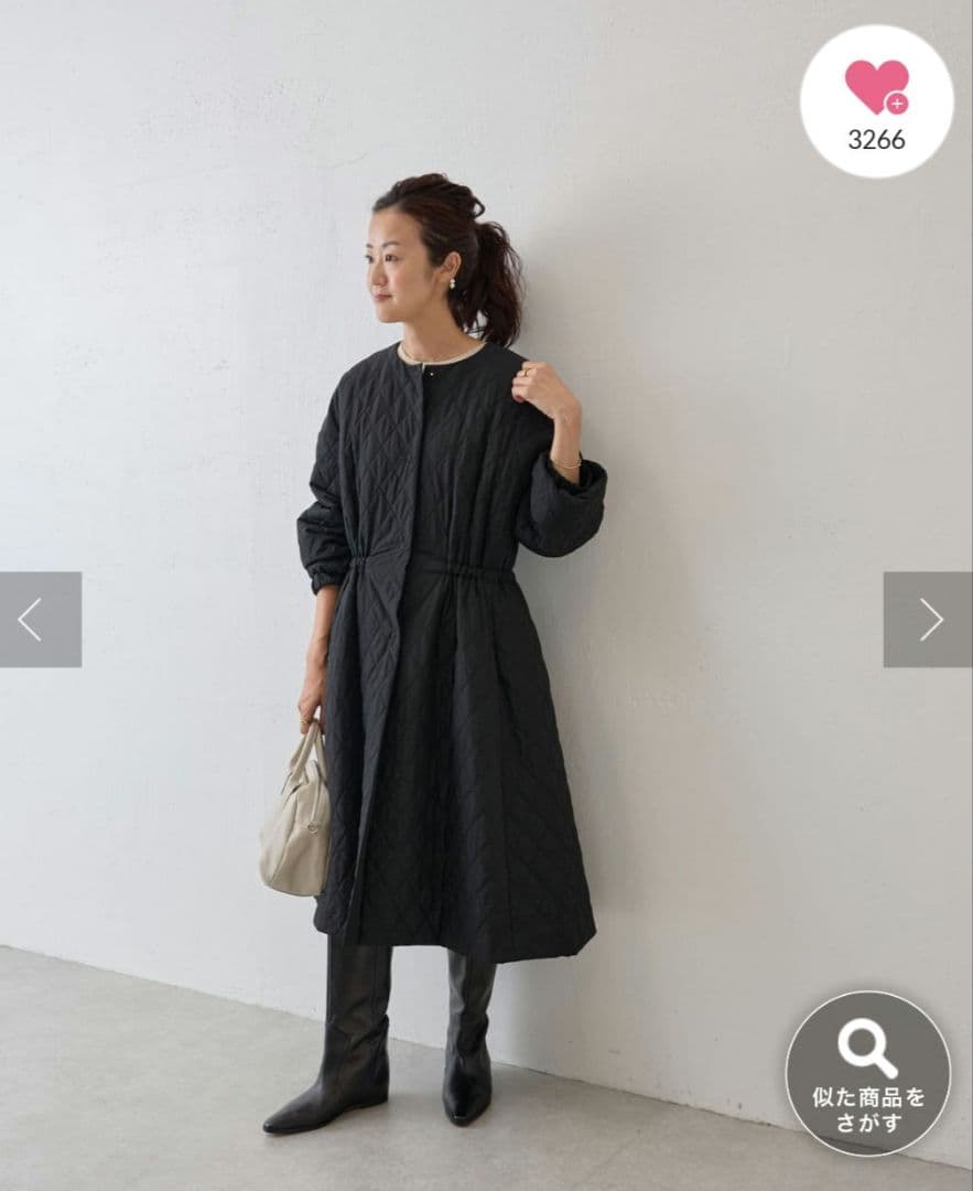 ビアズリー　キルトコート　ブラック