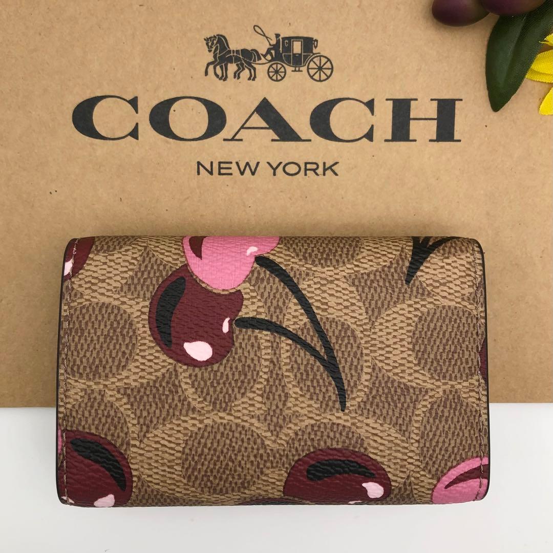 COACH 大人気！！ 5リングキーケース シグネチャー チェリープリント 新品