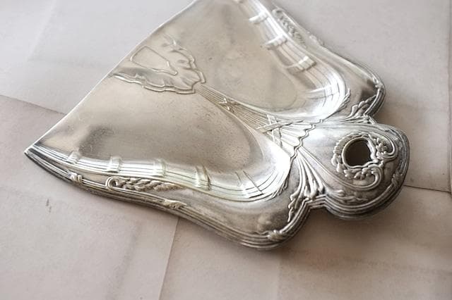 フランス アールデコ 銀の蔦葉とダストパン＆ブラシセット アンティーク