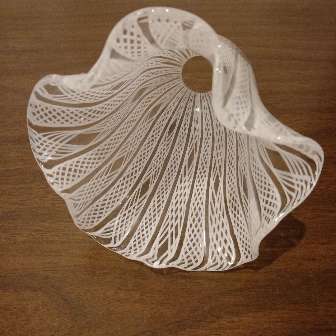 ベネチアンガラス　ムラノ　MURANO　ランプシェード　白　レース　インテリア
