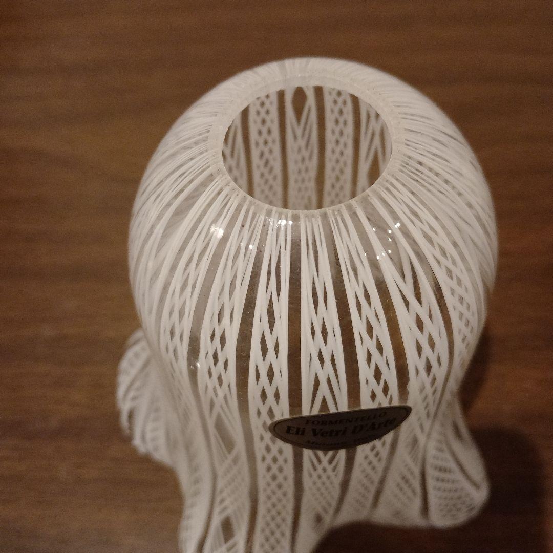ベネチアンガラス　ムラノ　MURANO　ランプシェード　白　レース　インテリア