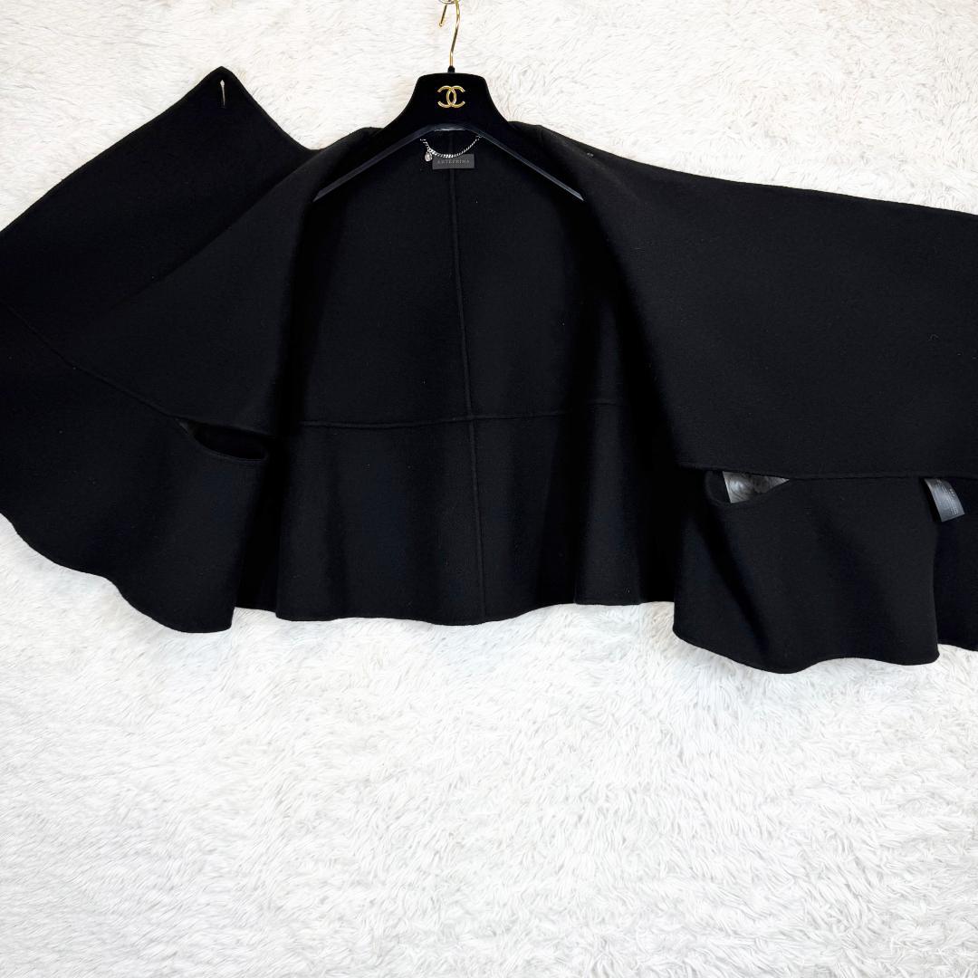 美品】ANTEPRIMA ケープコート アシメ カシミヤ混 ウール 黒 38