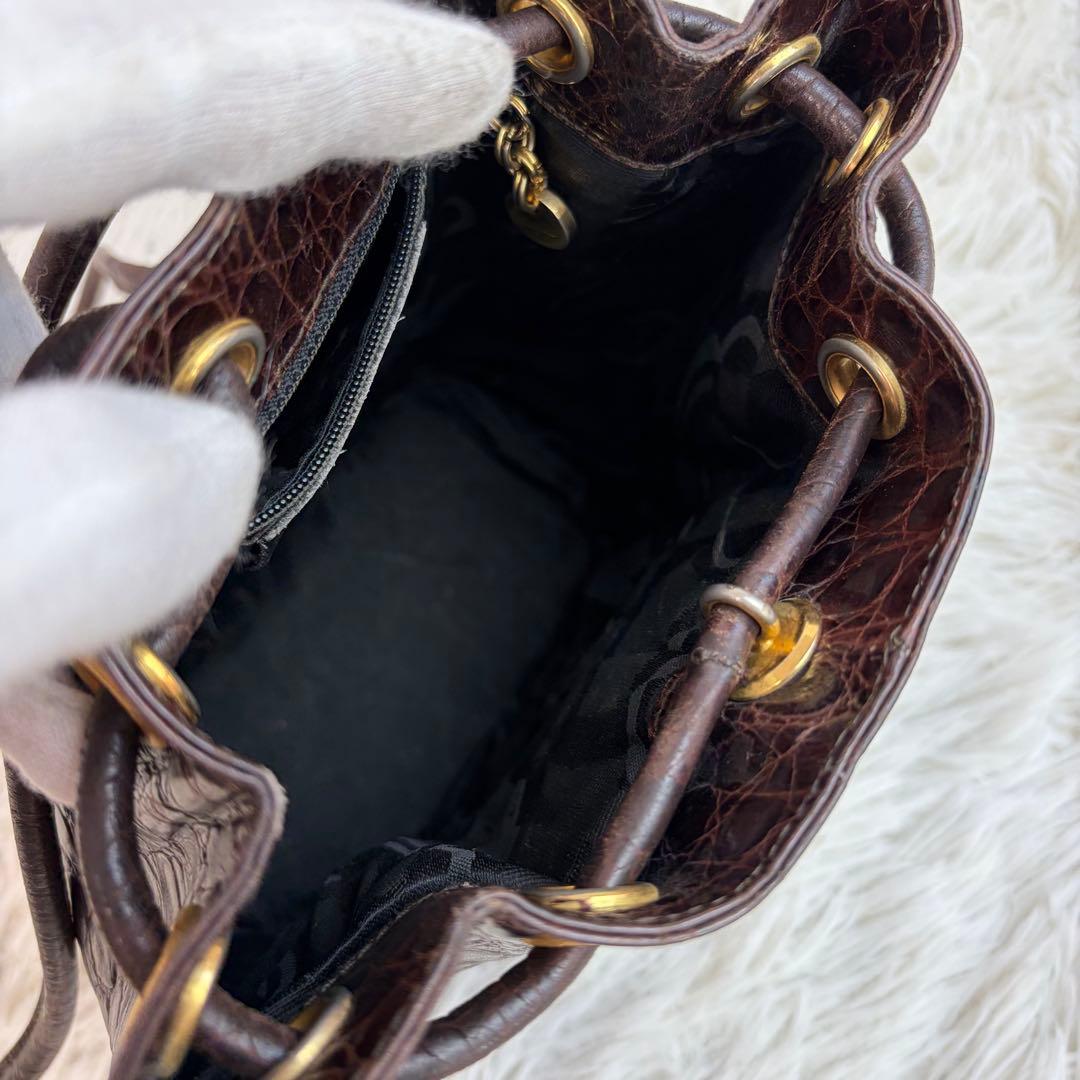 極美品✨フェラガモ クロコ ヴァラ 2way 巾着 ミニリュック ショルダー