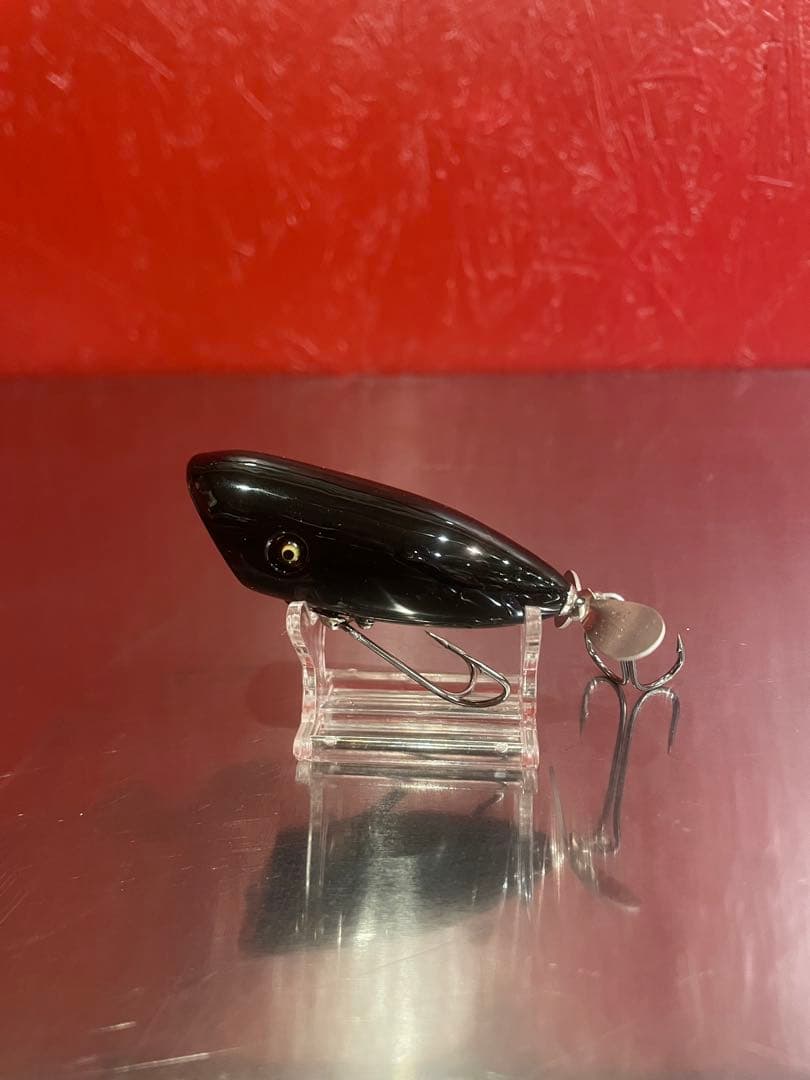 サーフェイスジョー　黒　漆塗りルアー　ポッパー　ビンテージグラスアイ　19g