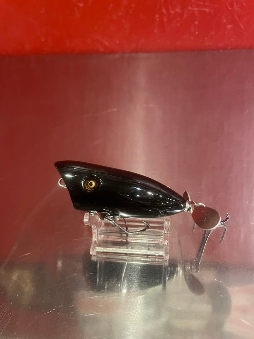 サーフェイスジョー　黒　漆塗りルアー　ポッパー　ビンテージグラスアイ　19g