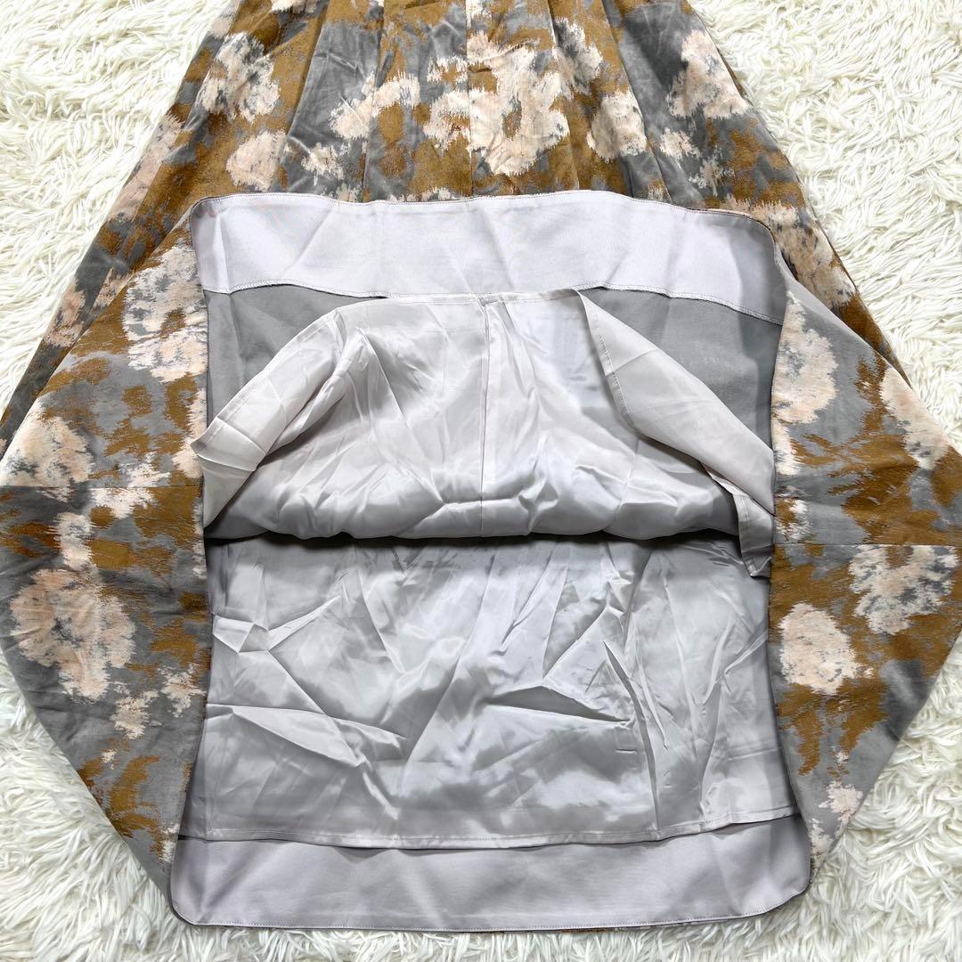 未使用　アナイ　ベルベットブーケプリントフレア ワンピース　タック Aライン