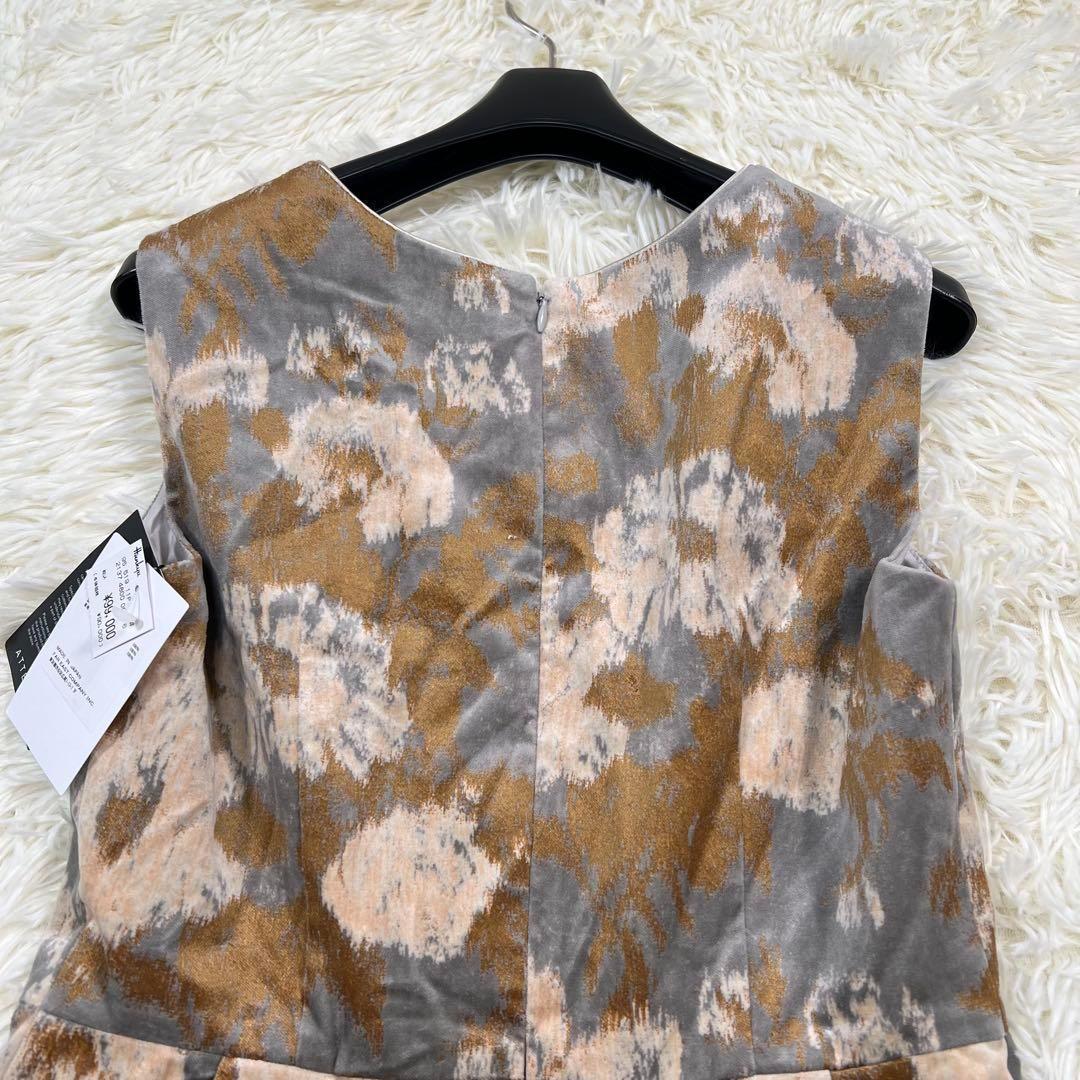 未使用　アナイ　ベルベットブーケプリントフレア ワンピース　タック Aライン