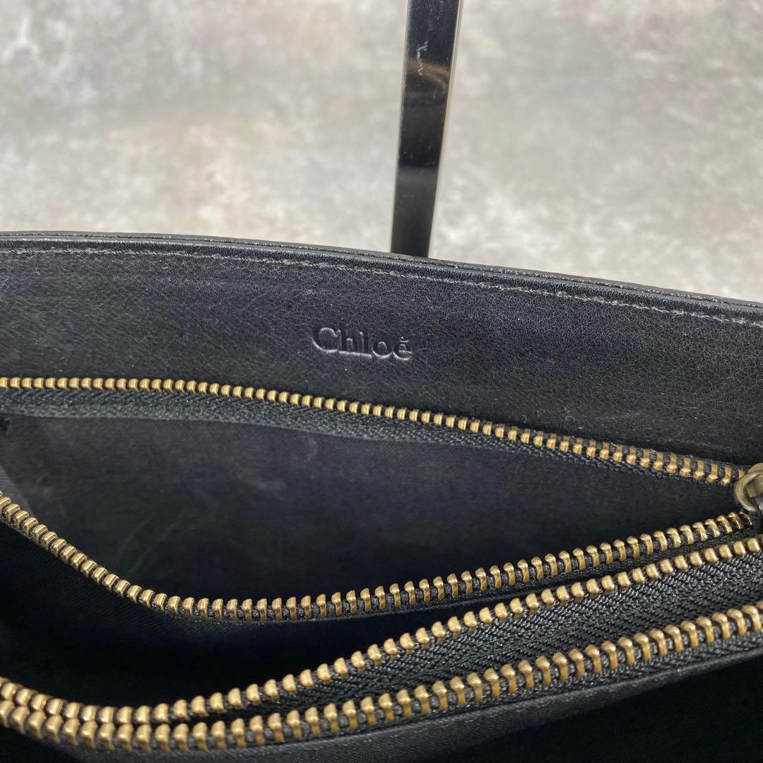 バッグ y2k Chloe leather one-shoulder bag black