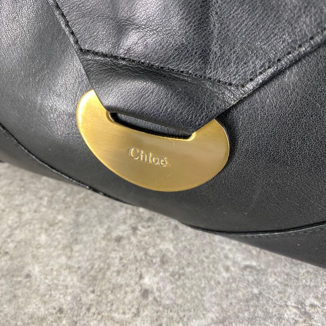 バッグ y2k Chloe leather one-shoulder bag black