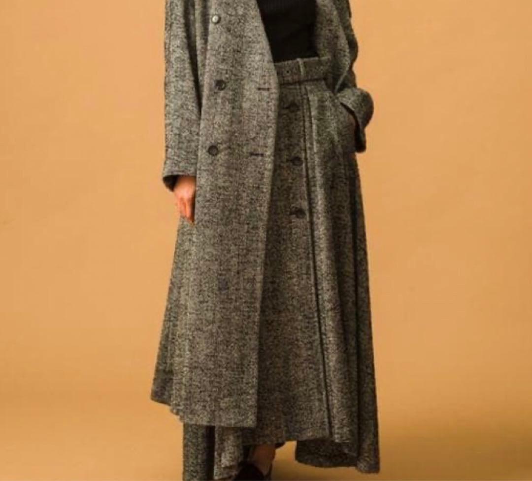 雑誌掲載ebure　エブール　ヘリンボーン　ロングスカート　ダブルボタン