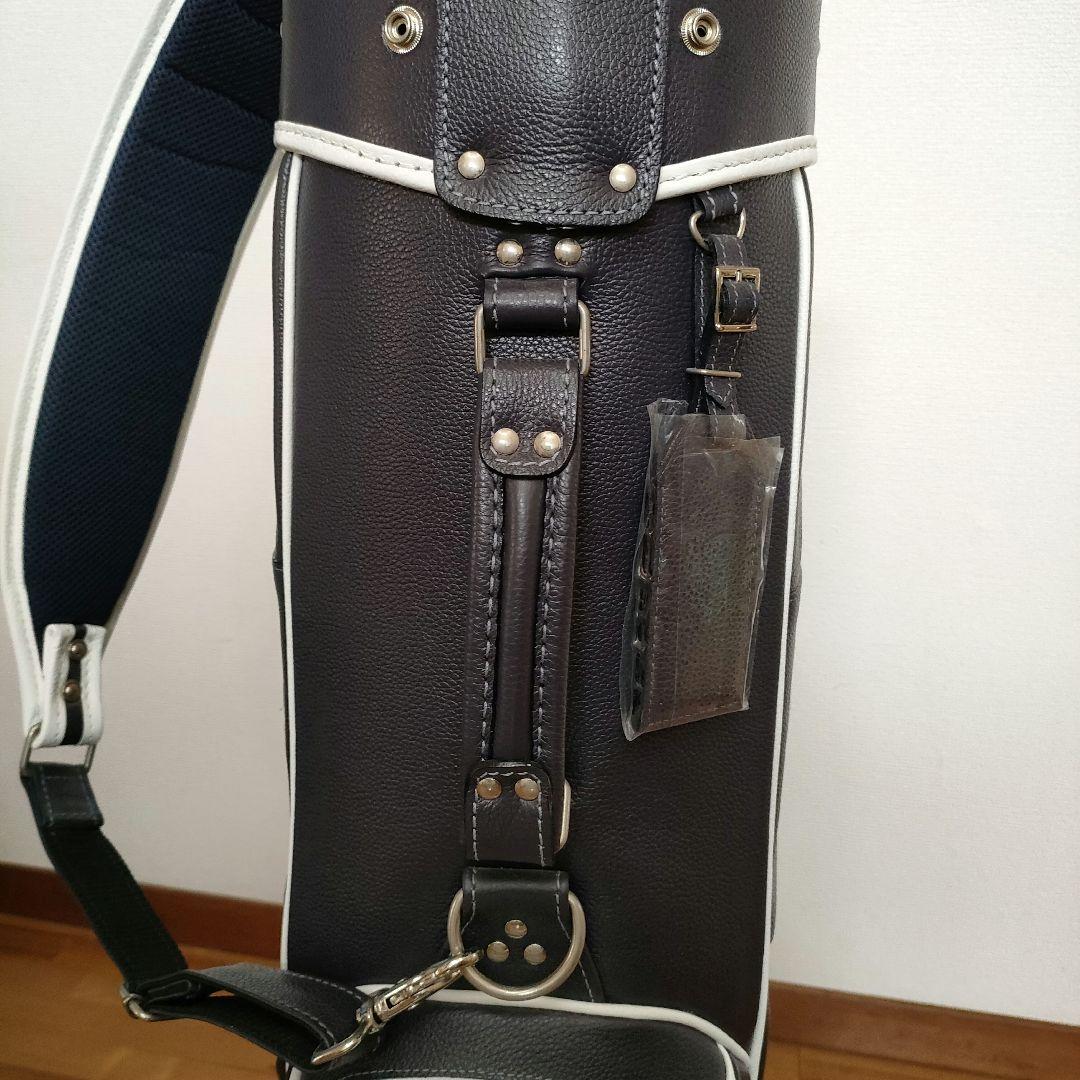 【新品未使用】キャディバッグ ネイビー/ホワイト 牛革テスタルテ