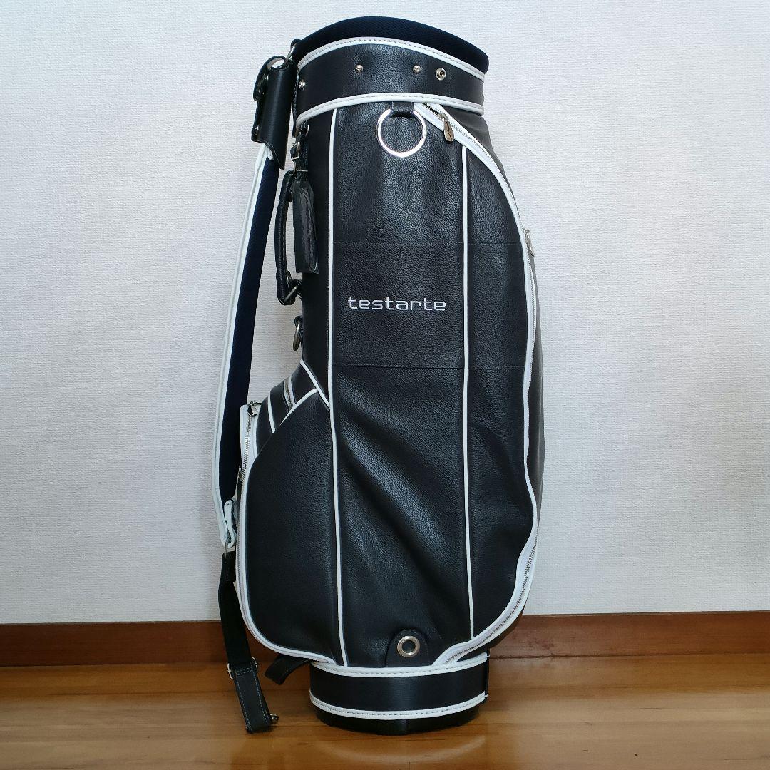 【新品未使用】キャディバッグ ネイビー/ホワイト 牛革テスタルテ