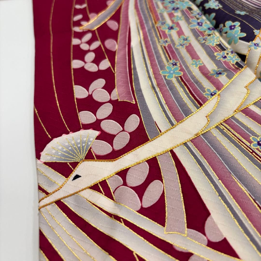 ふさ様　AK-6867 振袖 金駒刺繍 迫力ある鳥 着丈175 素敵なデザイン