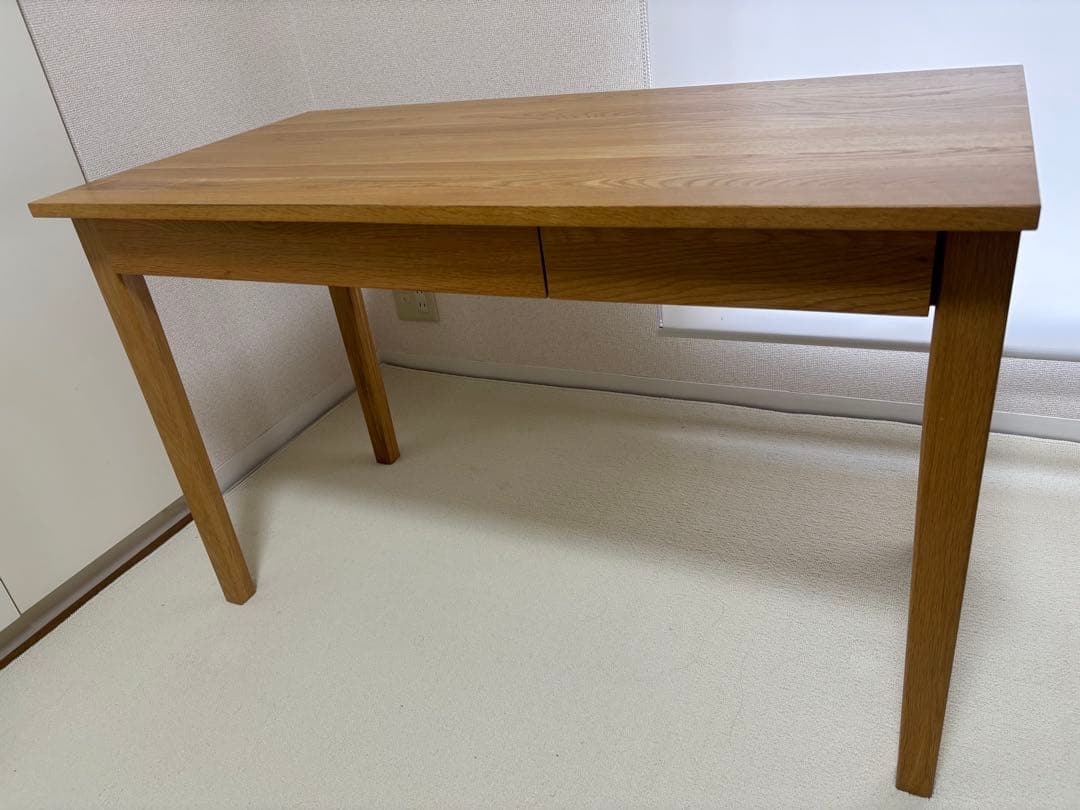無印良品 木製デスク オーク材 引き出し・フック付き