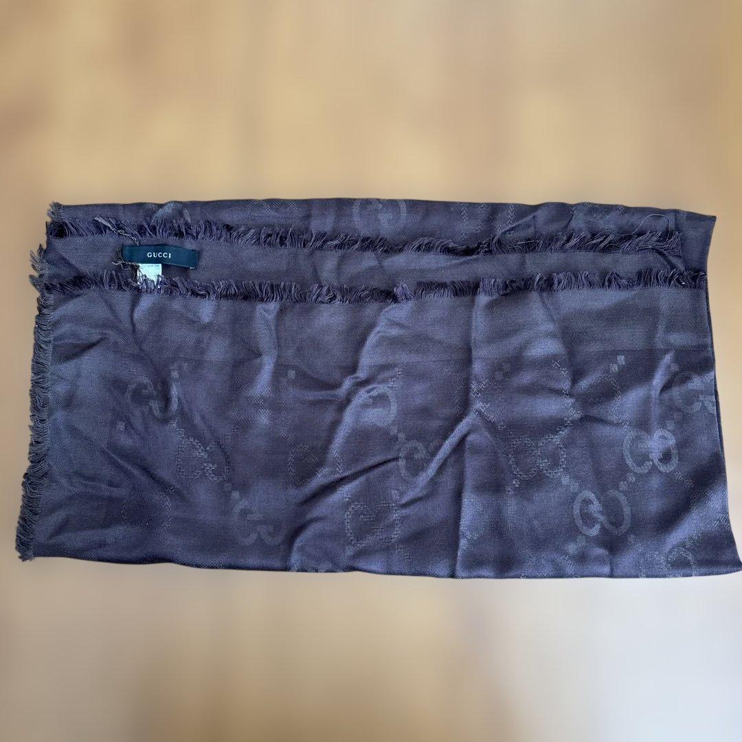 GUCCI ダークブラウン ストール GGロゴ 56cm✖️117cm - メルカリ