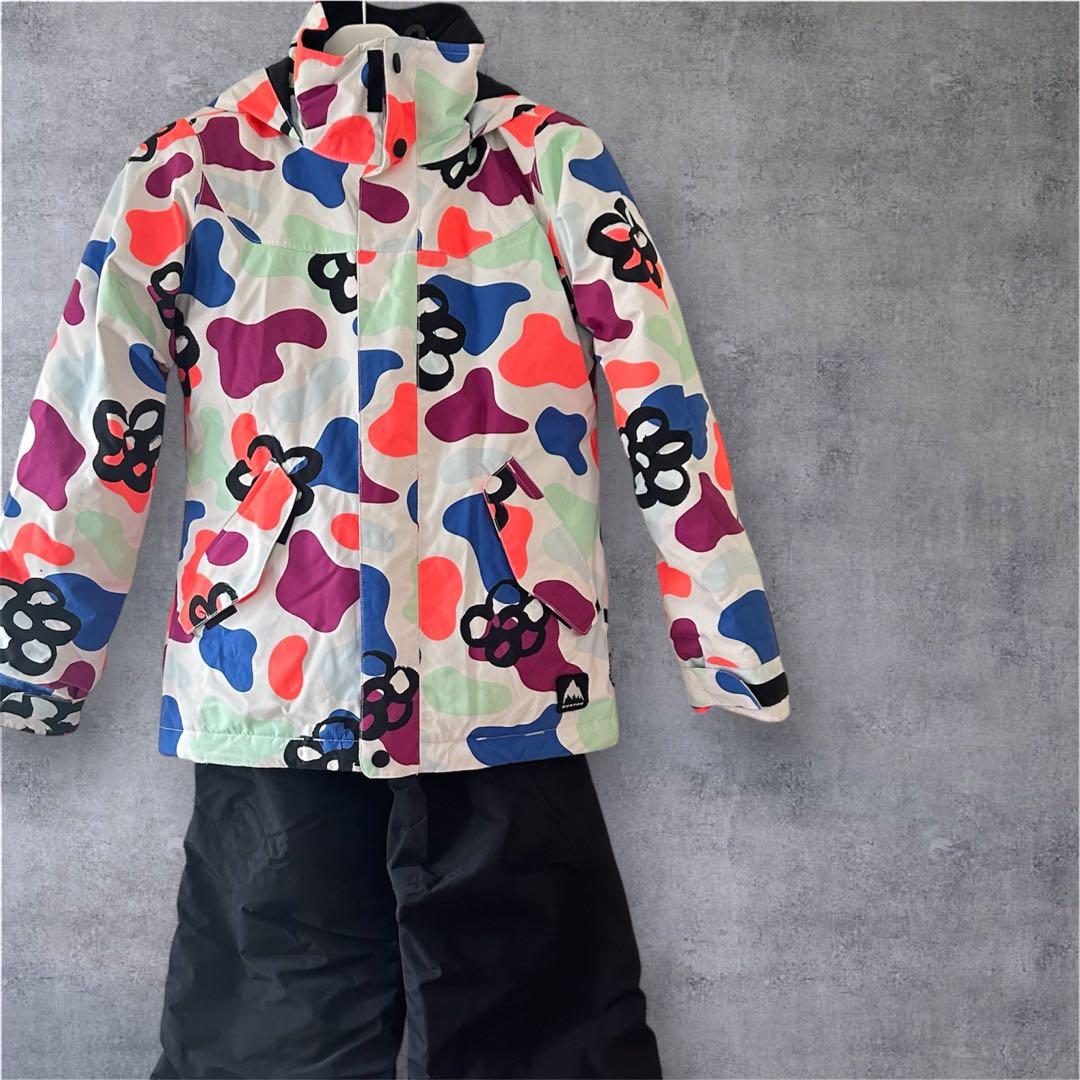 キッズ　BURTON スノーウェア上下セット 130 S 花柄 撥水 防寒