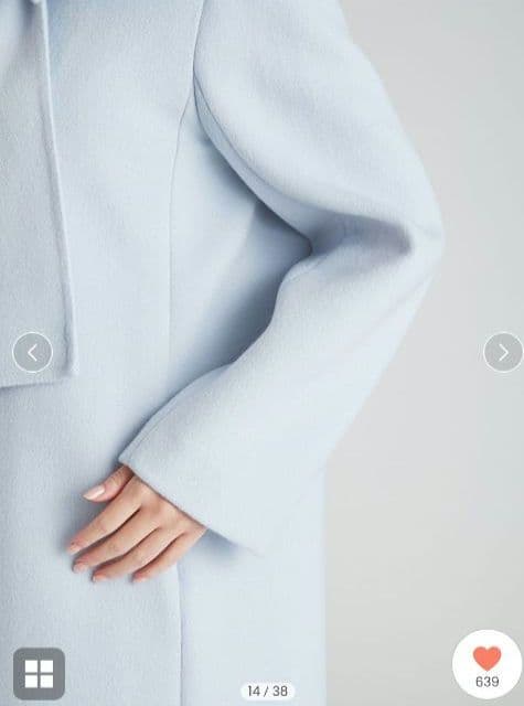 セルフォード リボンストール付きサックス·ライトブルーコート