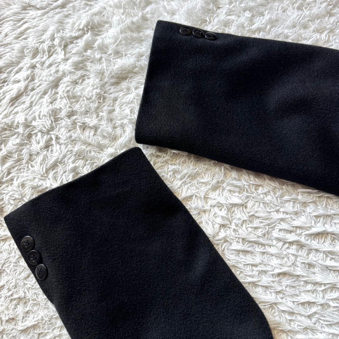 極美品　ジャンニ　バレンテノ　カシミヤ100％　ダブル　チェスターコート　L 黒