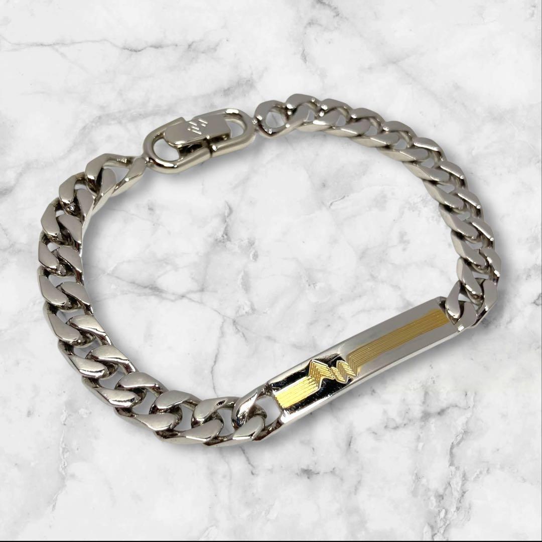 マリオバレンチノ 喜平ブレスレット プレート シルバー×ゴールド 1-96