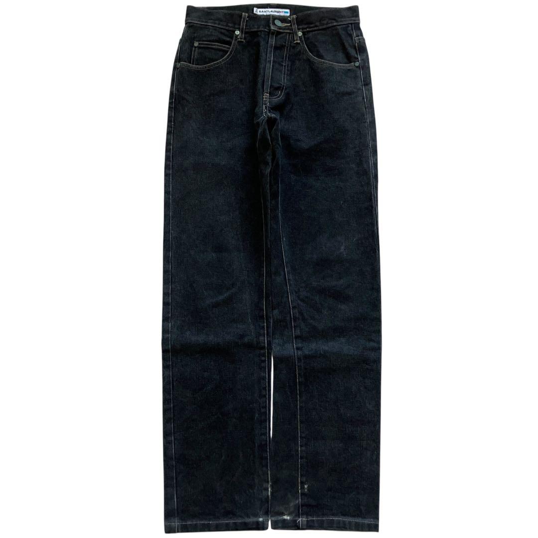 90s00s SAINT LAURENT 先染めブラックワイドデニム Y2K赤耳
