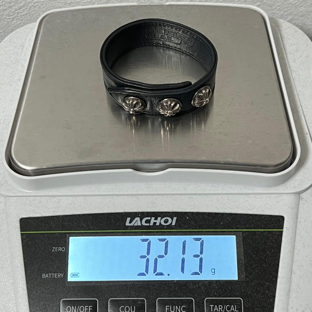 クロムハーツ 3ボタン2スナップ ブレスレット クロスボタン レザー SV925