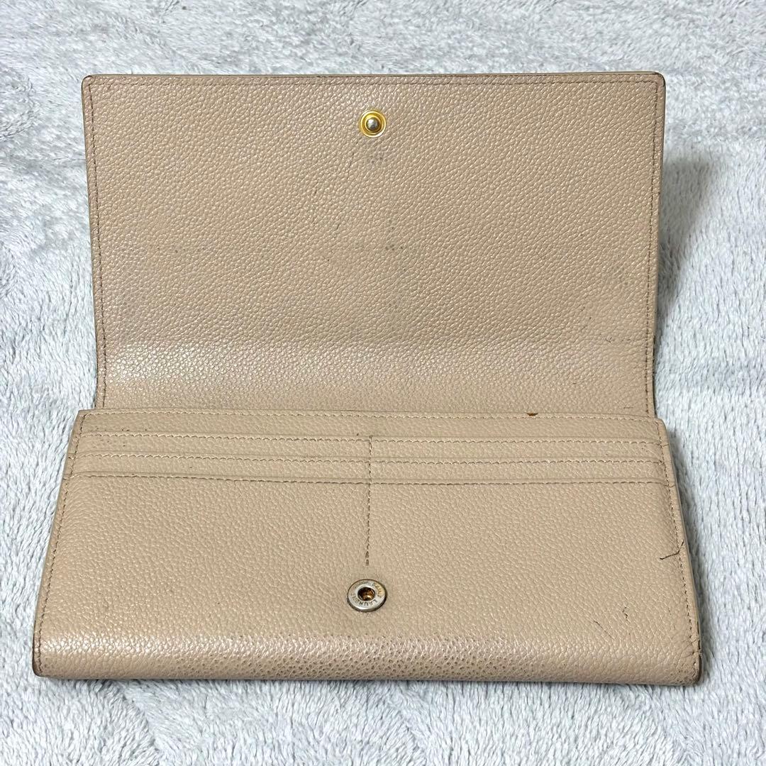 s*a様 Saint Laurent YSL ベージュレザー長財布 - 小物お 手頃 価格