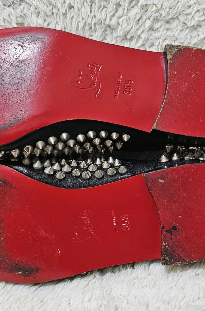 美品 クリスチャンル ブタン フラットシューズ　パンプス レザー　黒 23相当