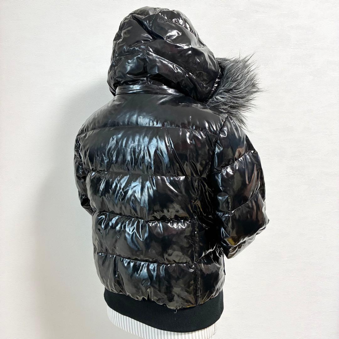 y2k UNIQLO ダウンジャケット 光沢 ギャル ファー フード 短丈 Ｓ