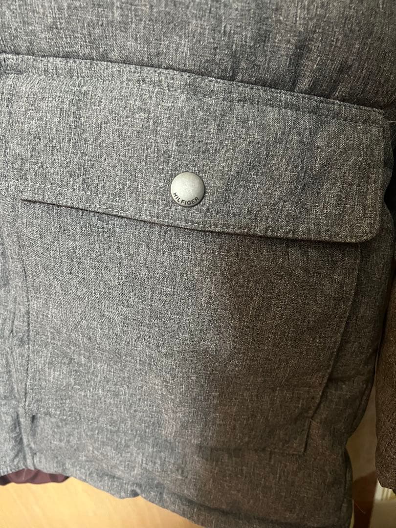 値下げ極美品 グレー中綿ロング丈ジャケット　ファー付き