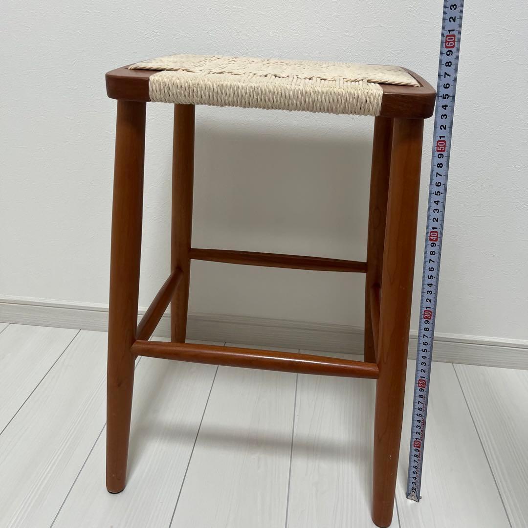 木製 椅子 チェア スツール ベージュ 編み座 木の椅子 レトロ レトロ椅子