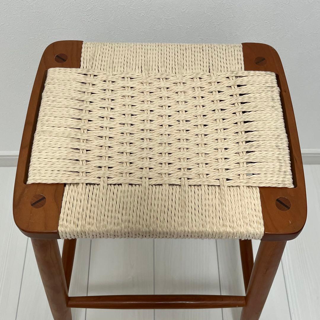 木製 椅子 チェア スツール ベージュ 編み座 木の椅子 レトロ レトロ椅子