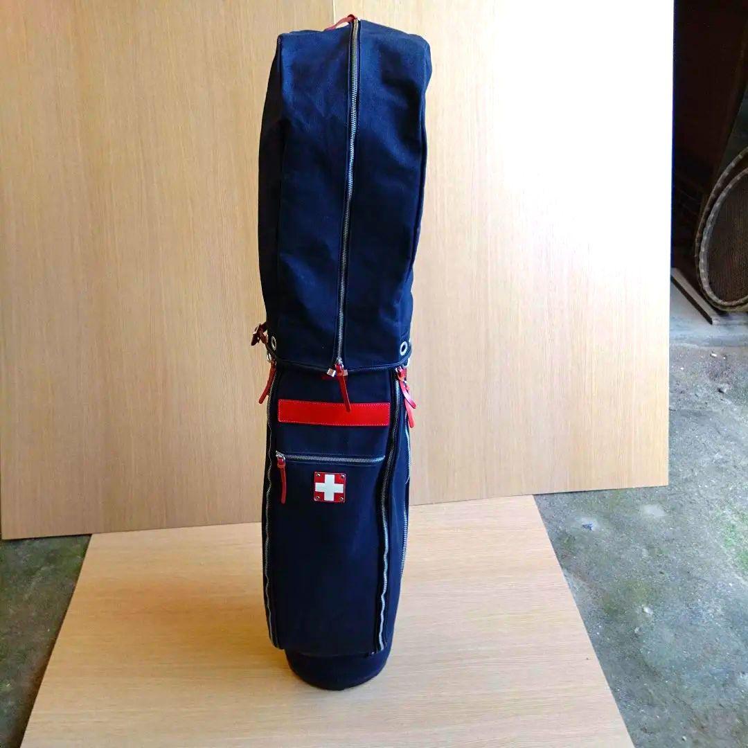 木の庄帆布　クロスハンドル　カート　ゴルフバッグ ブラック/レッド