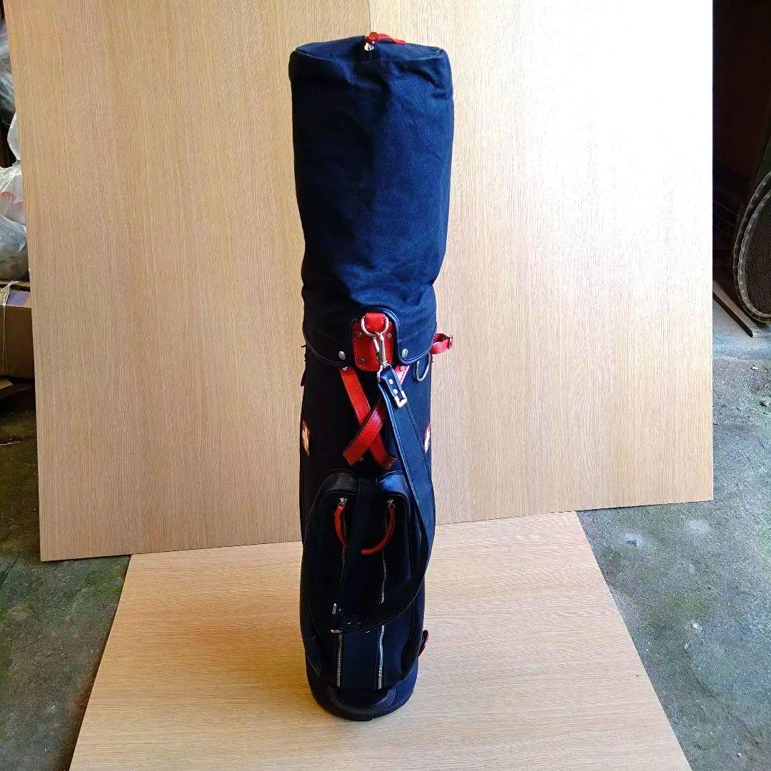 木の庄帆布　クロスハンドル　カート　ゴルフバッグ ブラック/レッド
