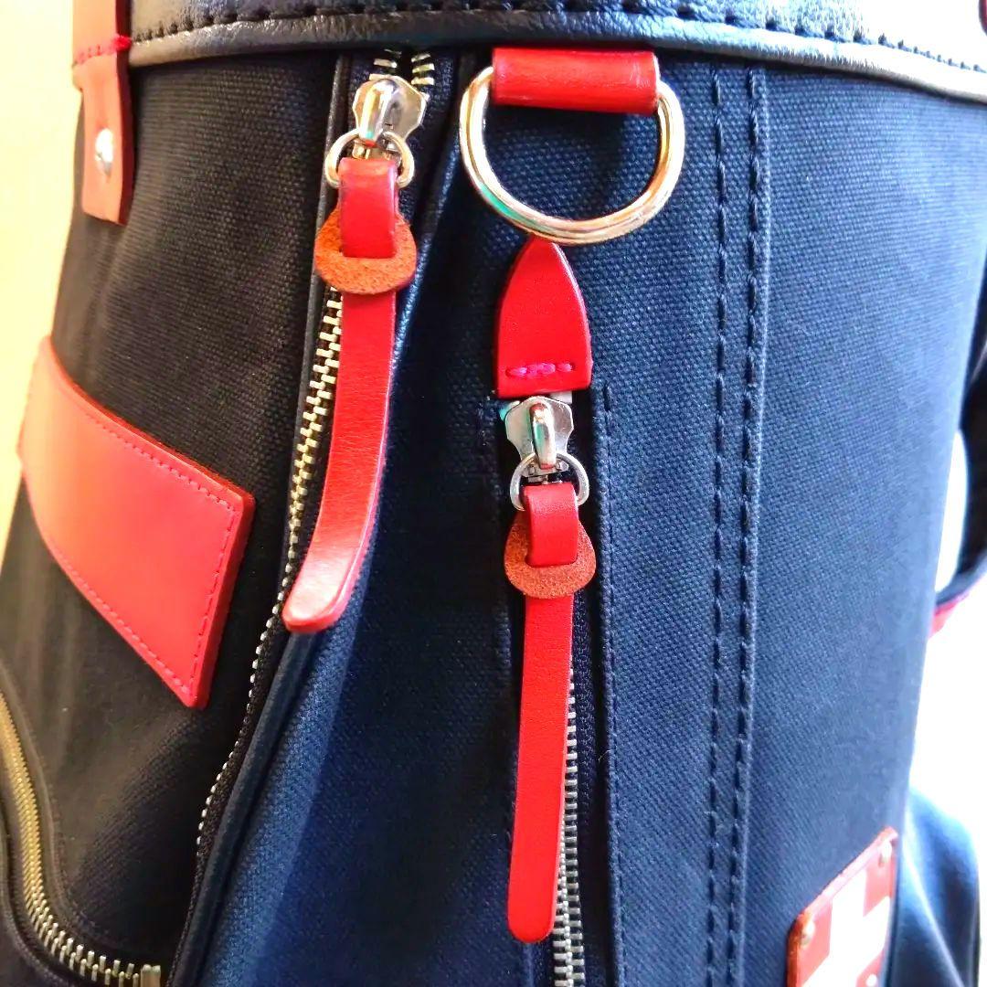 木の庄帆布　クロスハンドル　カート　ゴルフバッグ ブラック/レッド