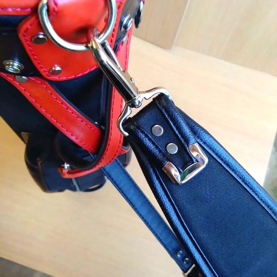 木の庄帆布　クロスハンドル　カート　ゴルフバッグ ブラック/レッド