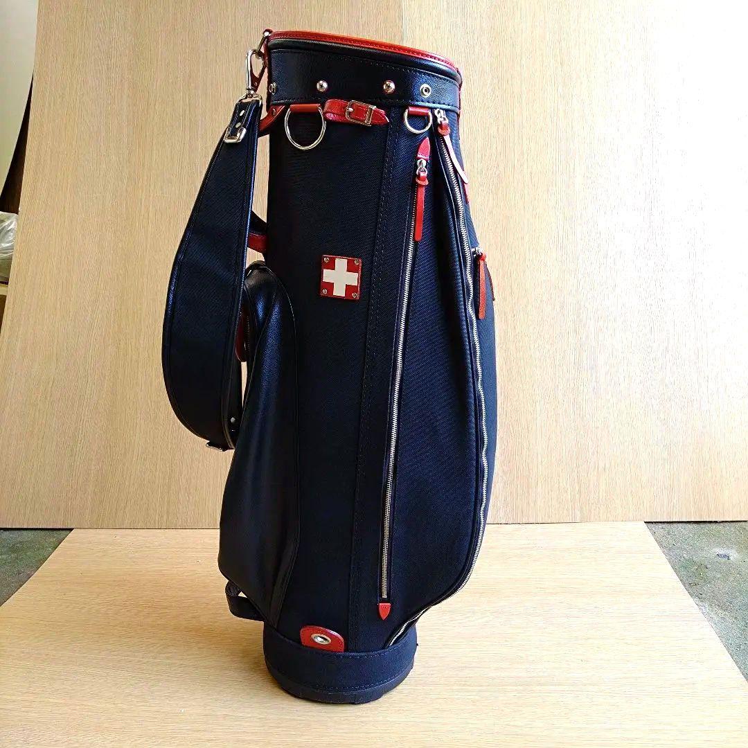 木の庄帆布　クロスハンドル　カート　ゴルフバッグ ブラック/レッド