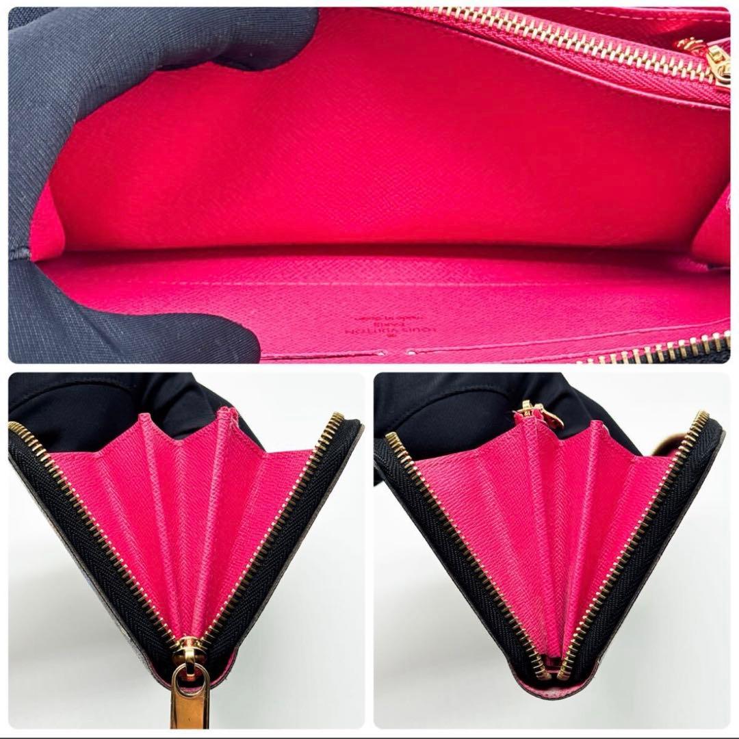 ルイヴィトン モノグラム ジッピーウォレット マルチカラー 財布 ピンク 黒