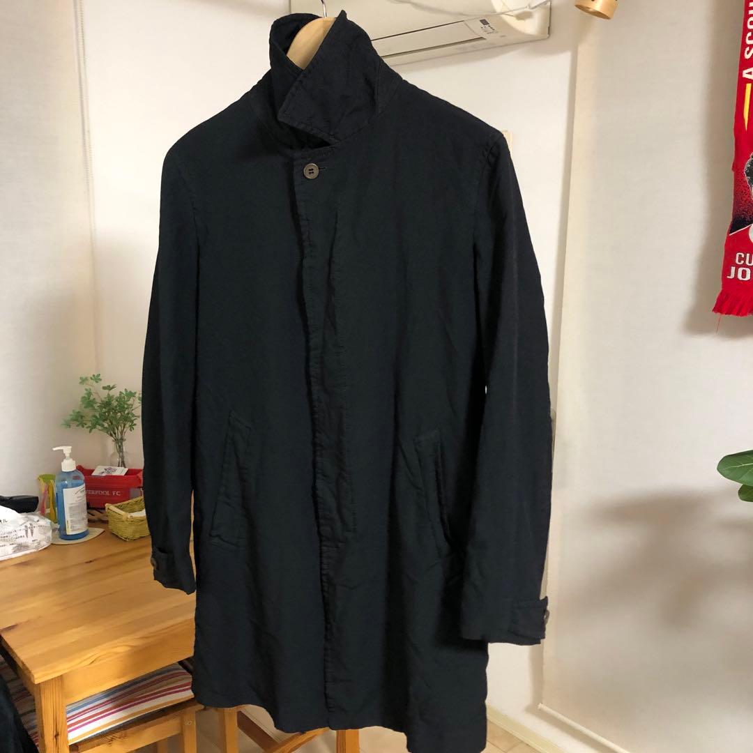 コムデギャルソンオムドゥ　ポリ縮絨コート比翼ブラックM
