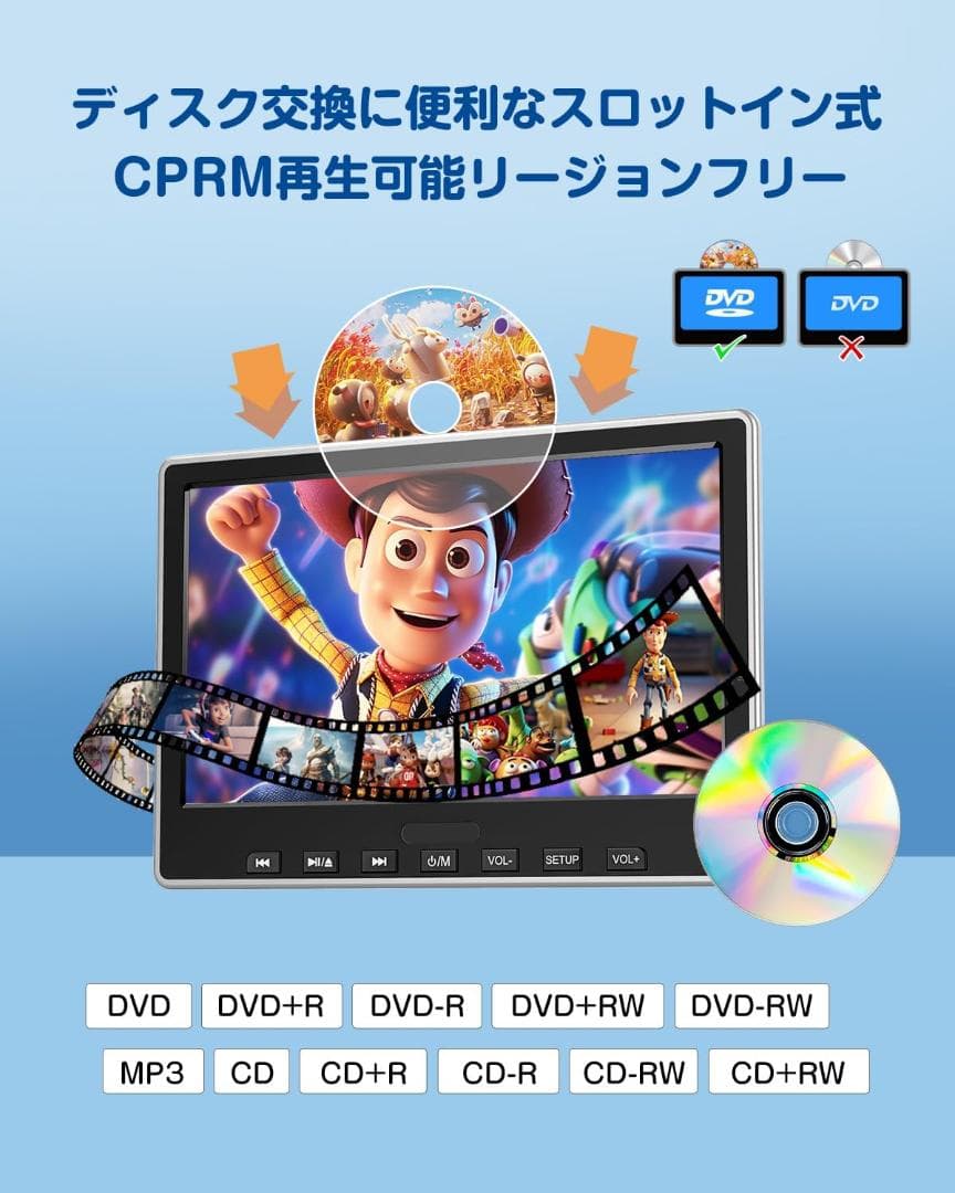 EONON DVDプレイヤー ヘッドレストモニター 2個セット 10.1インチ