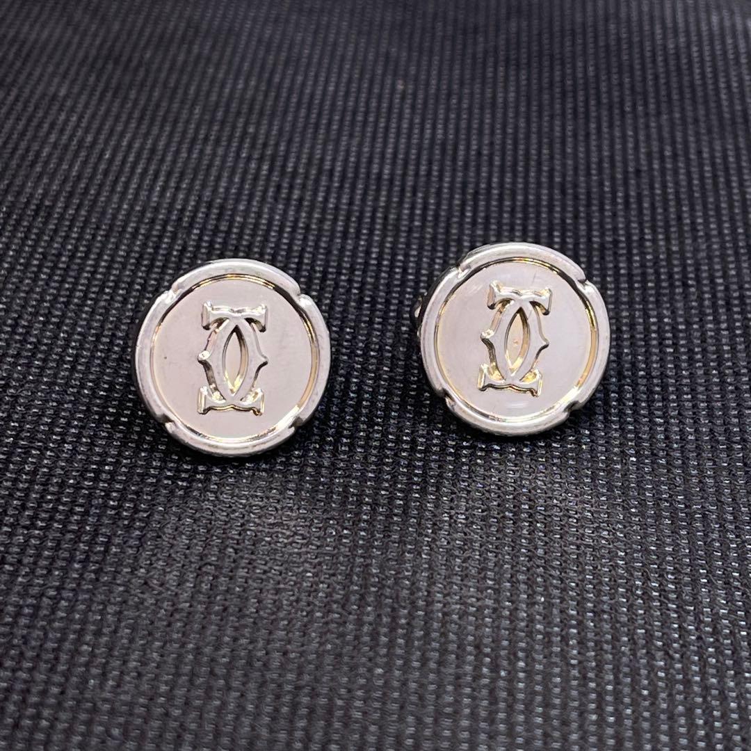 カルティエ　カフス　ラウンド　シルバー　ダブルCロゴ　#A-169