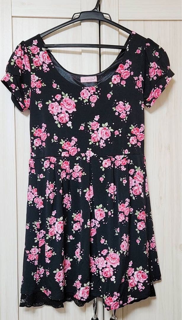 y2k 平成ギャル SugarGloss MA＊RS 薔薇柄 ミニワンピ 黒 - メルカリ